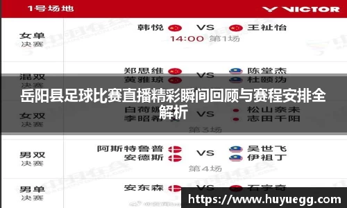 岳阳县足球比赛直播精彩瞬间回顾与赛程安排全解析