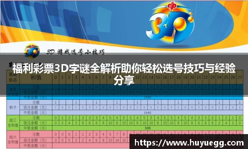 福利彩票3D字谜全解析助你轻松选号技巧与经验分享